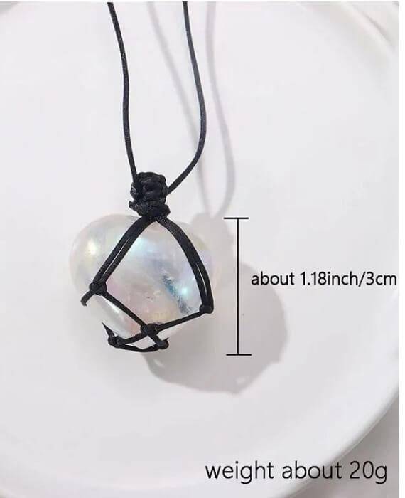 Aura Clear Quartz Heart Necklace Pandent (4)