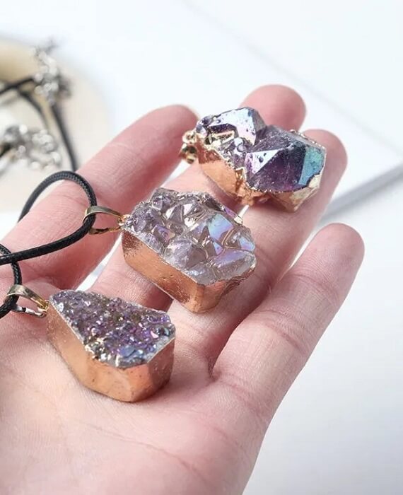 Aura Raw Amethyst Necklace Cluster Crystal Gift 3