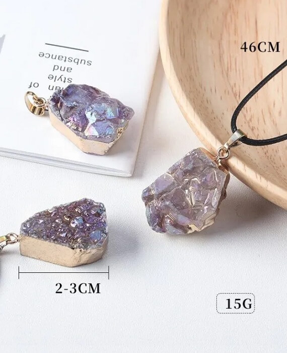 Aura Raw Amethyst Necklace Cluster Crystal Gift (4)