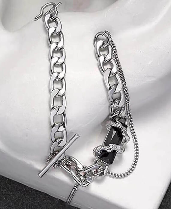 Black Obsidian Fashion Chain Bracelet for Women Men 1 1