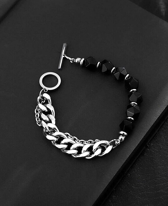 Black Obsidian Irregular Beads Bracelet-1