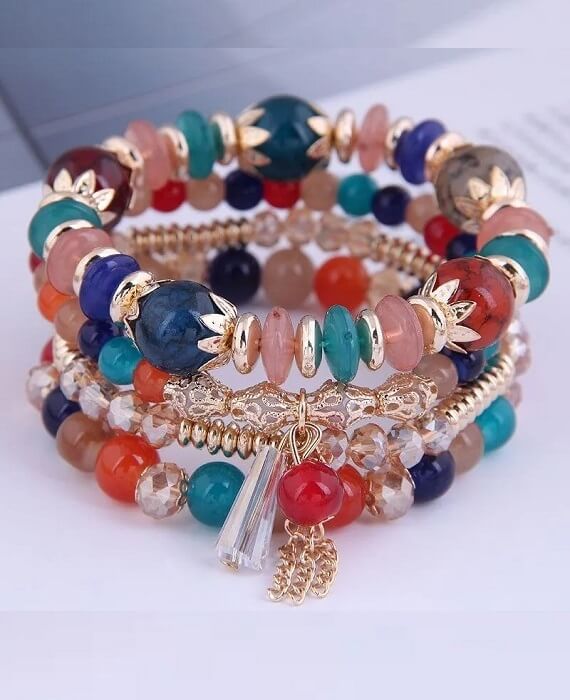 Bohemian Tassel Bracelets Crystal Jewelry Set 11