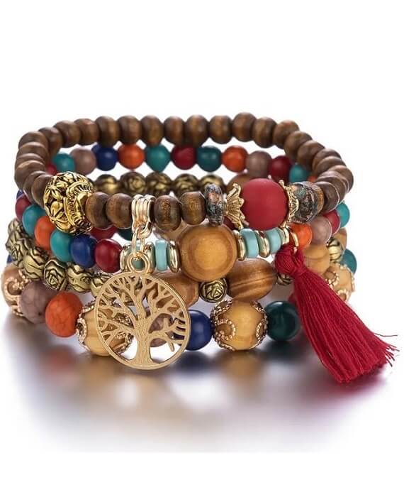 Bohemian Wooden Bracelet Crystal Set Bead 2