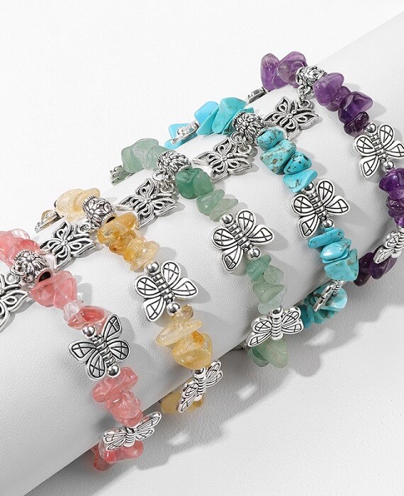 Butterfly Bracelets Crystal Crushed Stone 3