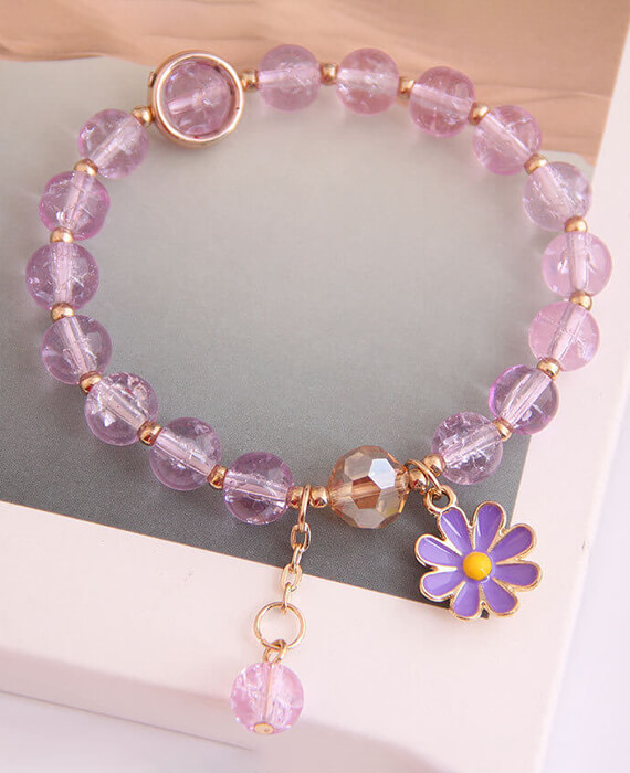 Daisy Pendant Crystal Beads Bracelet