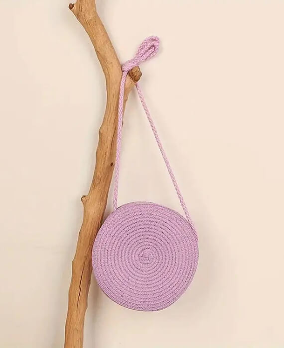 Delicate Textured Straw Crossbody Bag Cute Round Bag-2