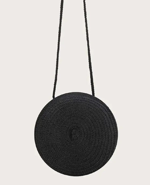 Delicate Textured Straw Crossbody Bag Cute Round Bag-4