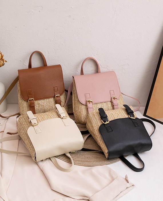 Fashion Straw Woven Backpack Women’s Summer Bag (3)
