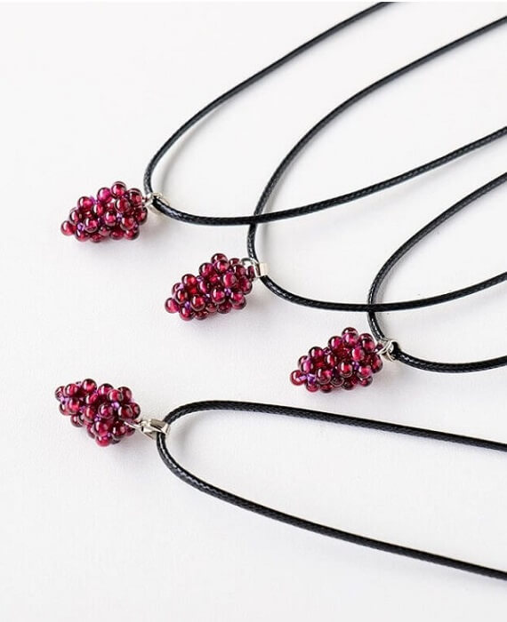 Garnet Grape Necklace Wine Red Crystal Pendant - seamido.com