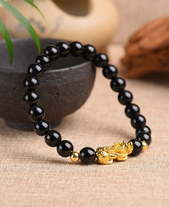 Gemstone Pixiu Black Obsidian Bracelet at Rs 300/piece in Jaipur | ID:  2852998547273