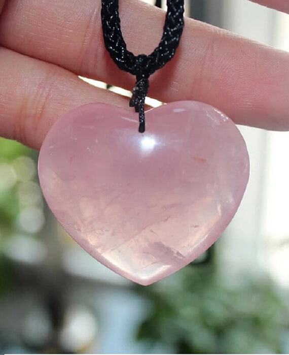 Heart Shape Rose Quartz Crystal Pendant 2