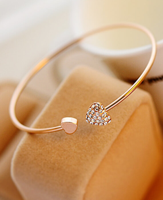 Heart-shaped Gold-plated Love Bracelet Opening Bracelet-2