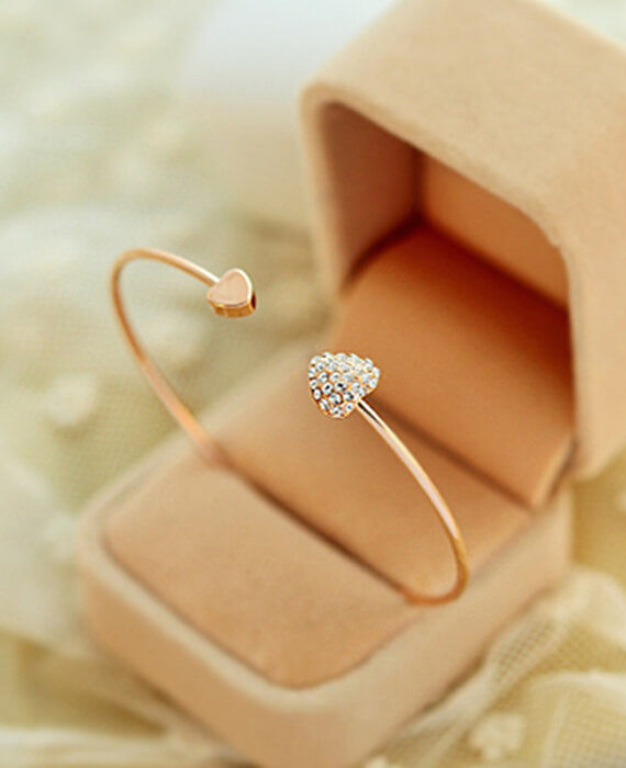 Heart-shaped Gold-plated Love Bracelet Opening Bracelet-3