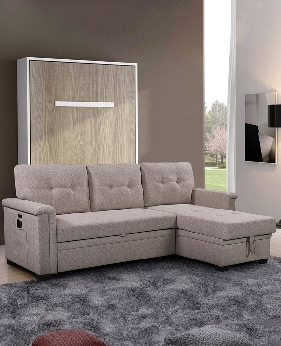L Shaped Couch Convertible Sectional Couch With Recliner 2