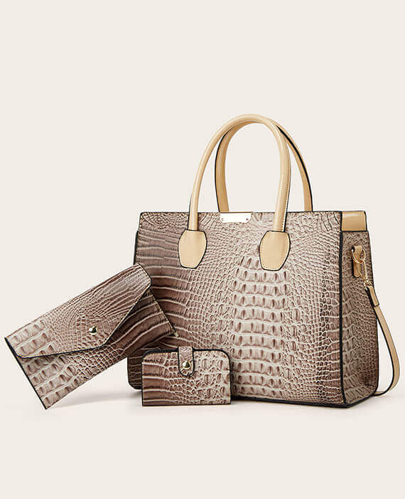 Large-capacity Crocodile Pattern Handbag Bag Set with Zipper (1)