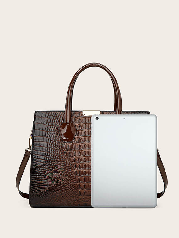 Large-capacity Crocodile Pattern Handbag Bag Set with Zipper (6)