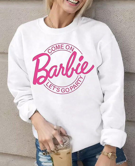 Letter Printed Crew Neck Hoodie For Women 8