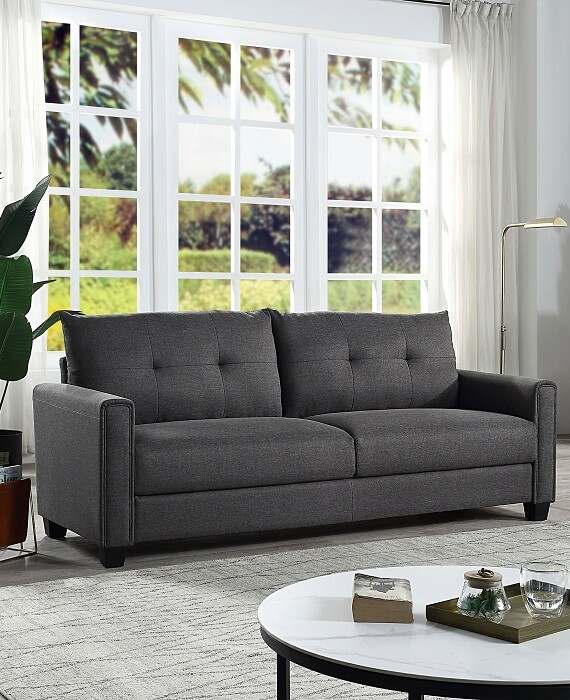 Modern Linen Loveseat Sofa Small Couch For Bedroom 2