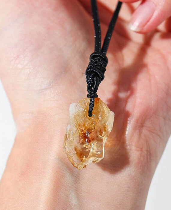 Natural Citrine Raw Crystal Stone Necklace-2
