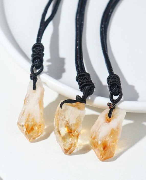 Natural Citrine Raw Crystal Stone Necklace-4