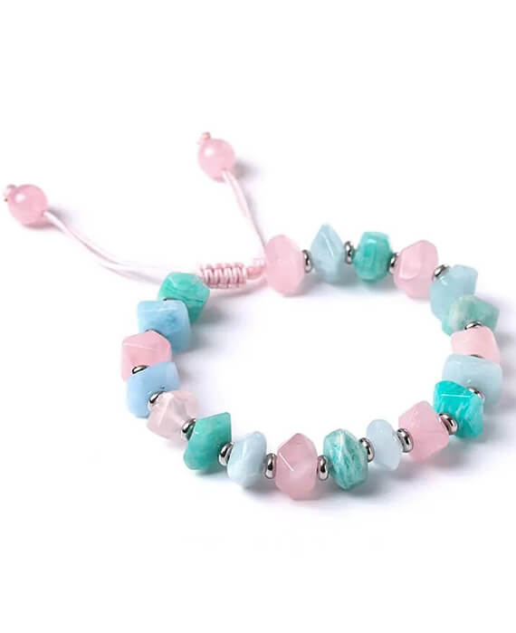 Natural Pink Crystal Stone Bracelet Cute Jewelry (2)