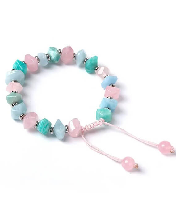 Natural Pink Crystal Stone Bracelet Cute Jewelry (3)