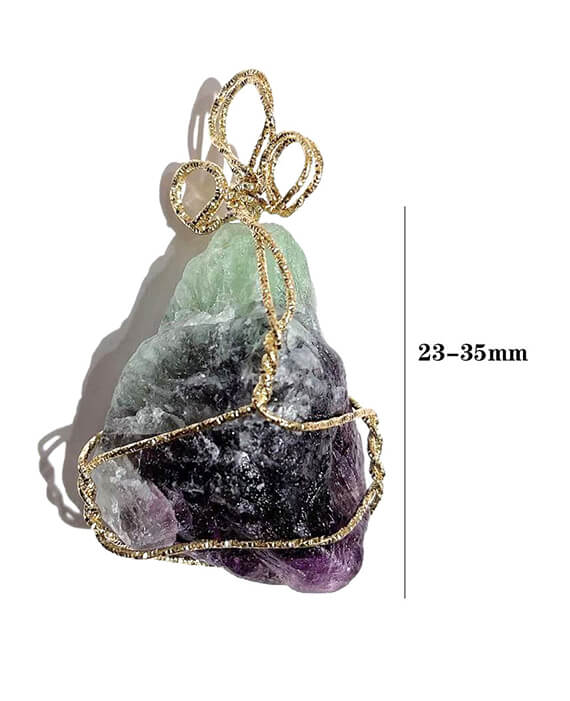 Natural Raw Crystal Stone Irregular Fluorite Necklace-2