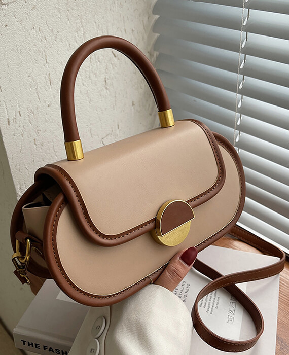 PU Vintage Color Contrast Handbag