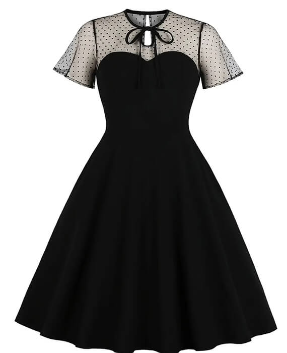 Polka Dot Patchwork Vintage Dress 7