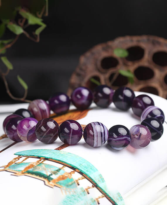 Purple Agate Bracelet with Stripe Bracelet Wholesale (1)