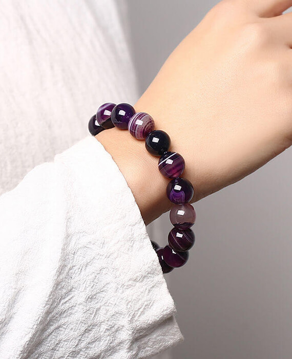 Purple Agate Bracelet with Stripe Bracelet Wholesale (2)