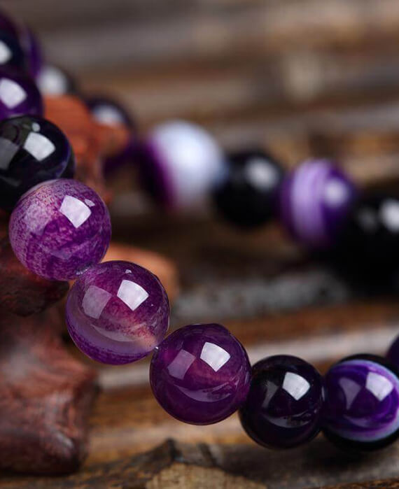 Purple Agate Bracelet with Stripe Bracelet Wholesale (4)