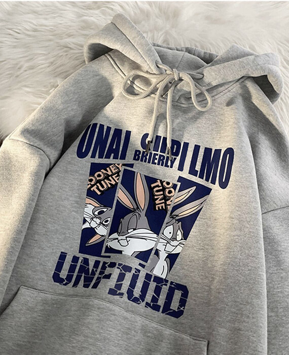 Rabbit Cute Chic Style Sweatshirt School Emotional Hooded Hoodie 4