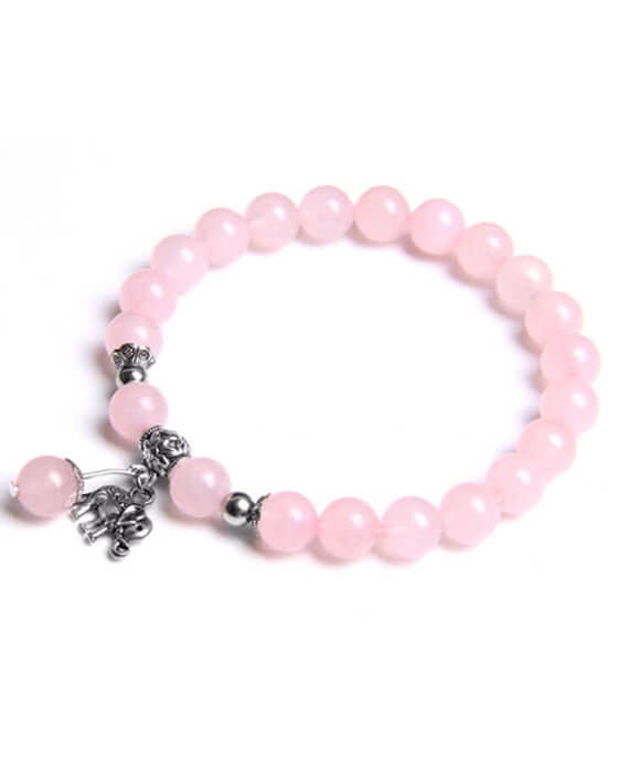 Rose Crystal Beads Bracelet Elephant Charm 4 1