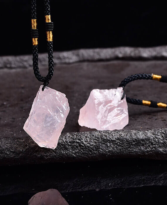 Rose Quartz Raw Stone Crystal Necklace