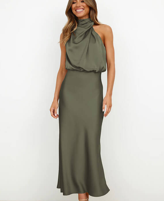 Satin Halter Elegant Party Dress Light Evening Dress 1