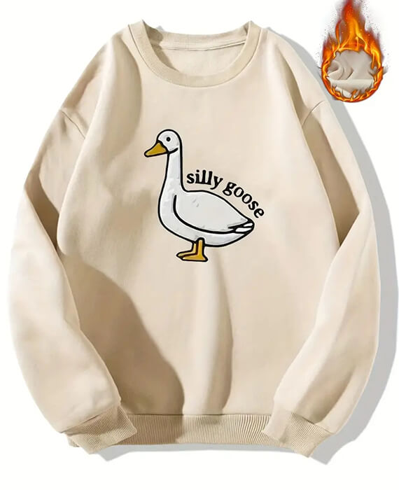 Silly Goose Letter Print Sweatshirt Warm Top 2