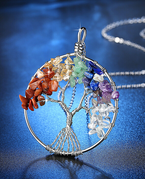 Tree Of Life Healing Natural Crystals Necklace