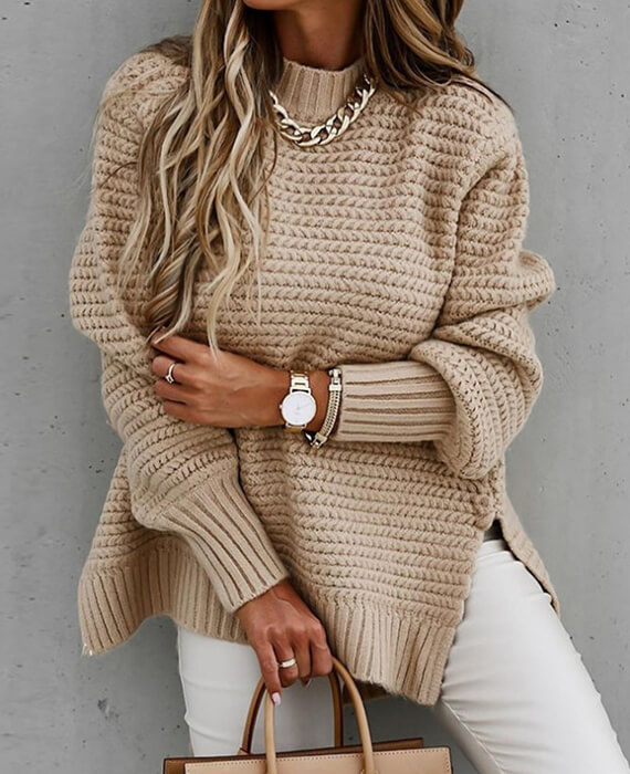 Turtleneck Loose Sweaters for Women-1