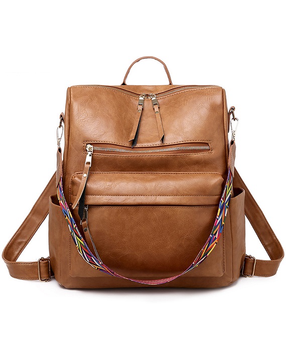 Womens PU Leather Backpack Large Travel Bag 7