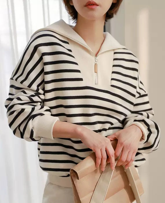 Womens Striped Hoodie Casual Loose Top 1