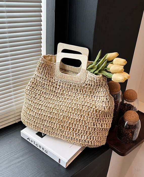 large straw handbag summer tote bag-4