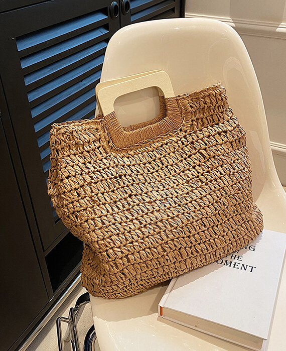 large straw handbag summer tote bag-5