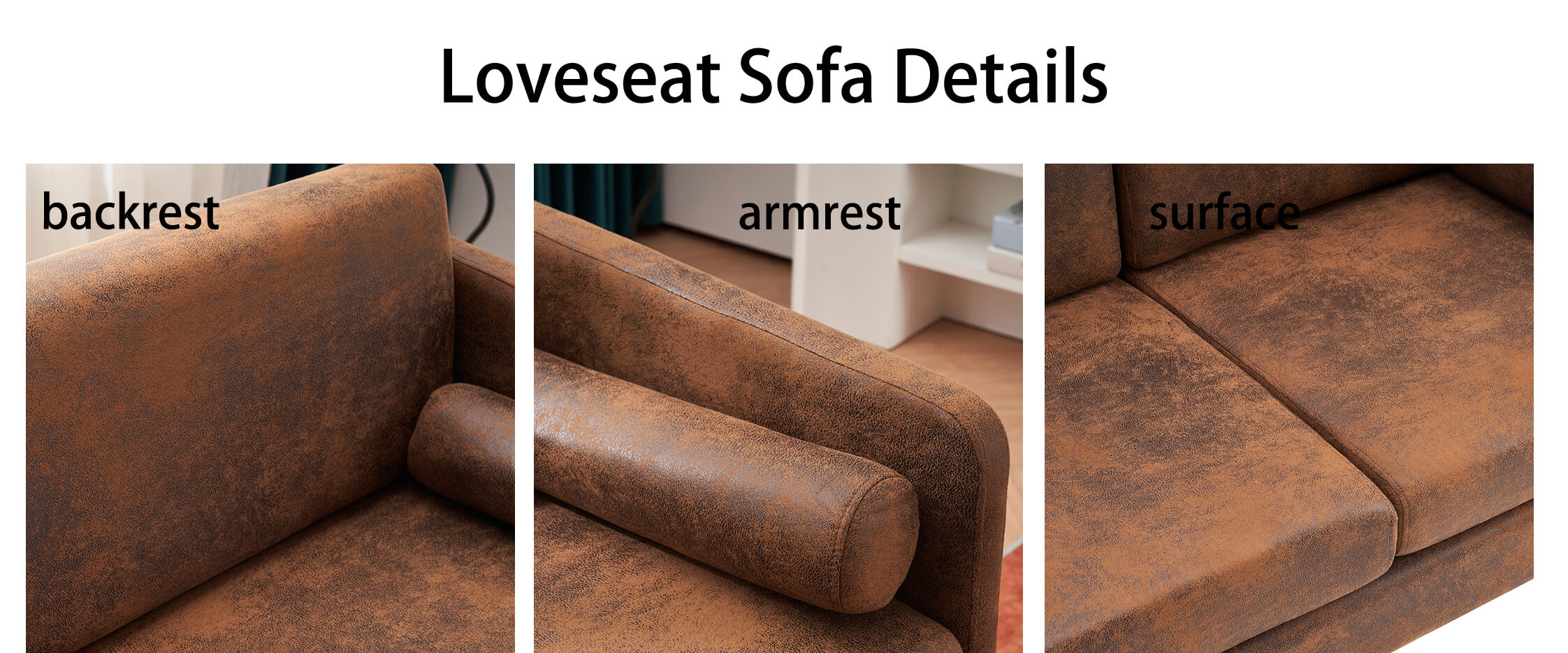 2 Seat Small loveseat Sofa Bronzing Cloth 2
