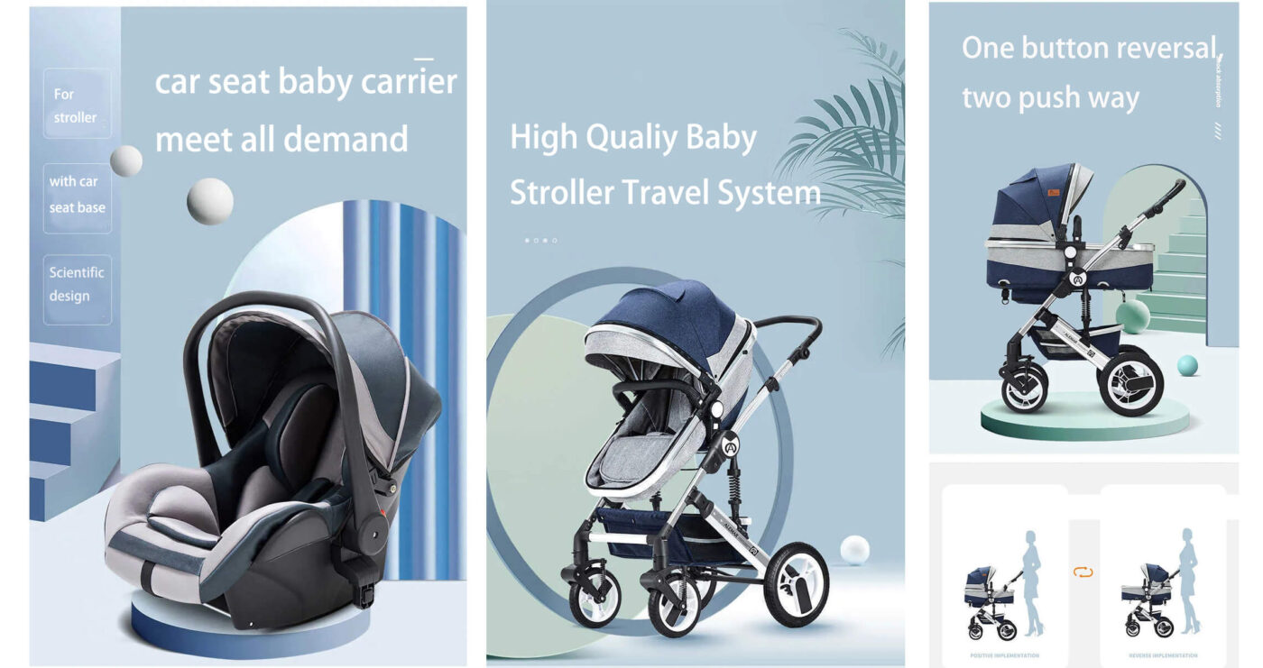 3 in 1 Stroller and Car Seat Combo with Base Baby Travel System 1