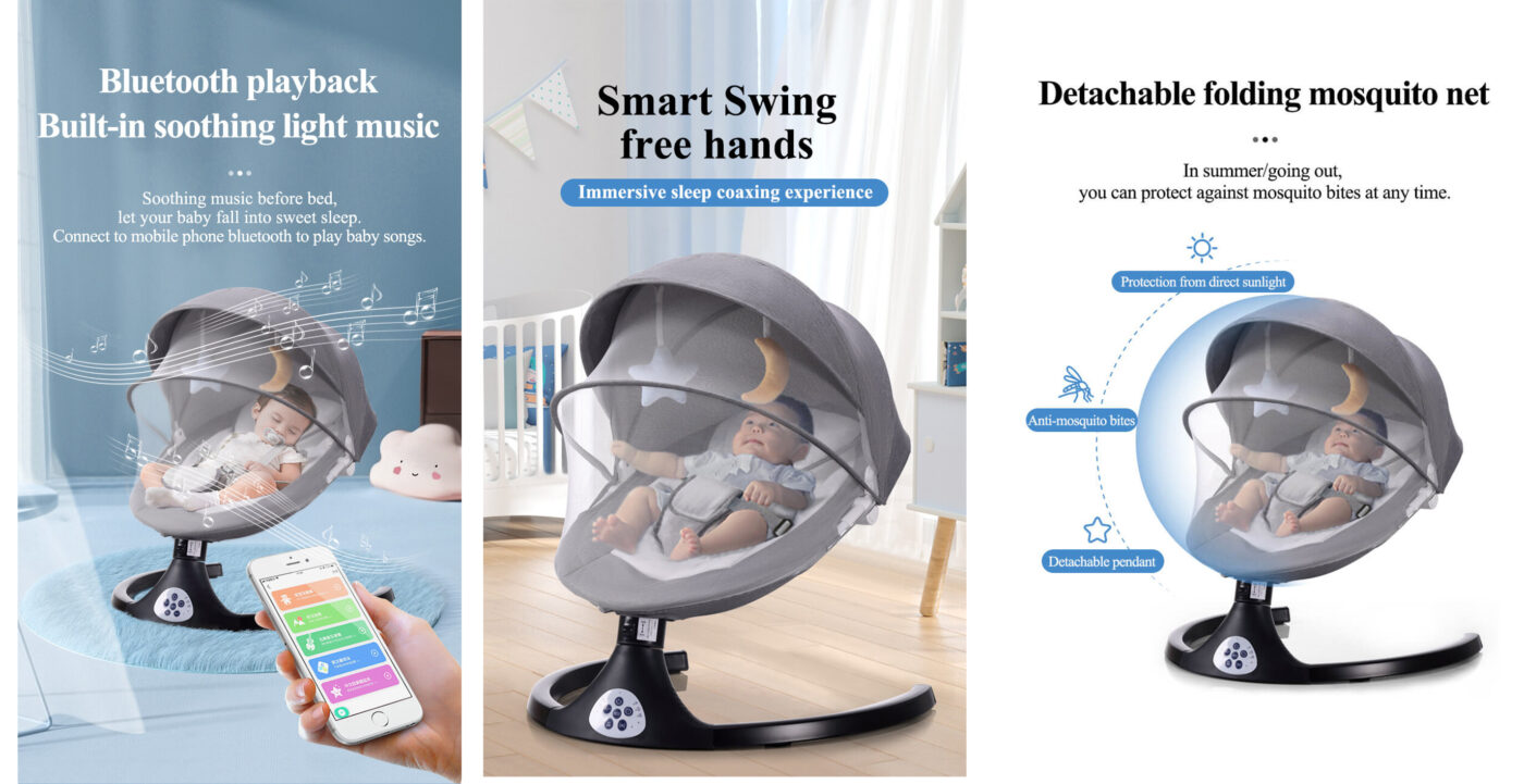 Infant Electric Swing Chair with Tray and Remote Control 6