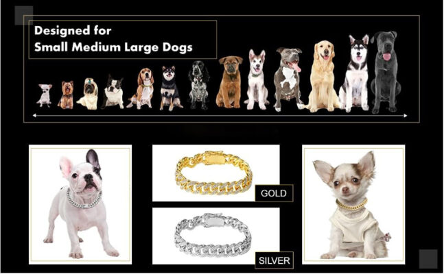 Diamond Dog Collar Metal Pet Cuban Collar Dog Chain 13