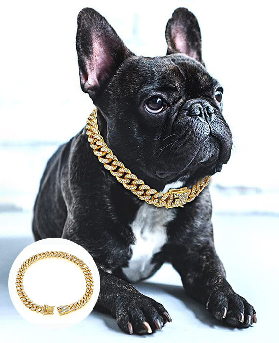 Diamond Dog Collar Metal Pet Cuban Collar Dog Chain 4