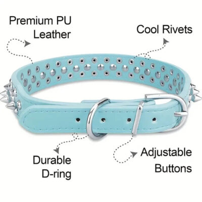 Durable Collar for Dogs with Spikes and Leash Dog Spiky Collar 10