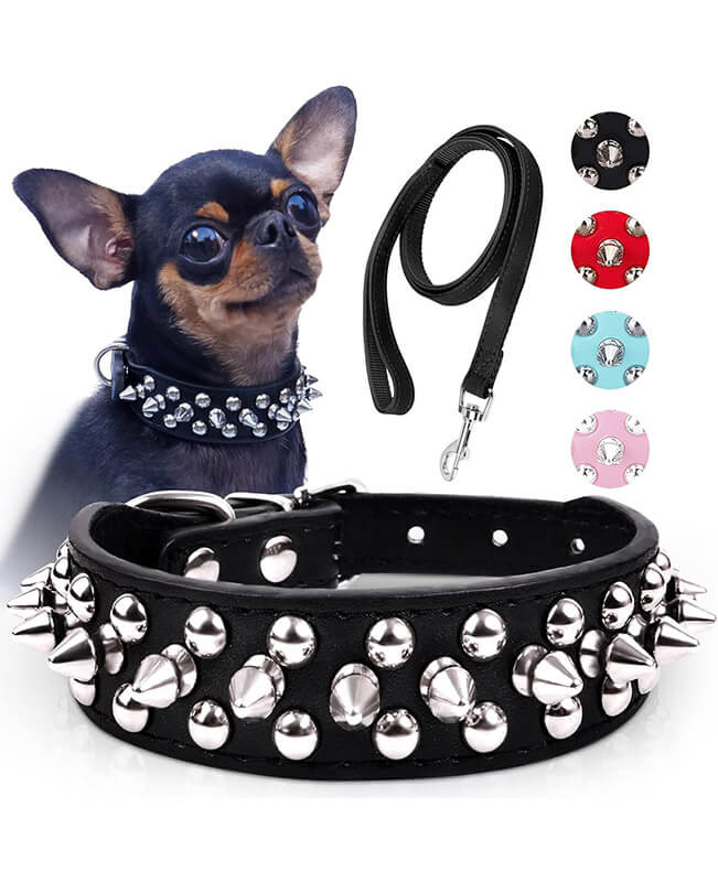 Durable Collar for Dogs with Spikes and Leash Dog Spiky Collar 2